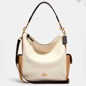 COACH Bag Black White Pebbled Leather Pennie Shoulder Bag